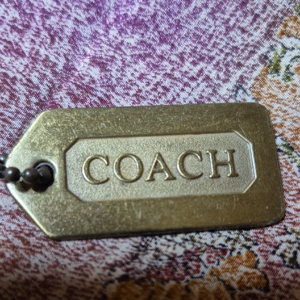 80s 90s Coach Brass-Tone Logo Bag Tag Pendant with Ball Chain - Picture 8 of 8